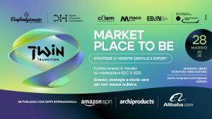 Locandina dell’evento Market Place To Be del 28 maggio 2026 a Vicenza, dedicato a marketplace B2B e B2C, strategie di vendita digitale ed export